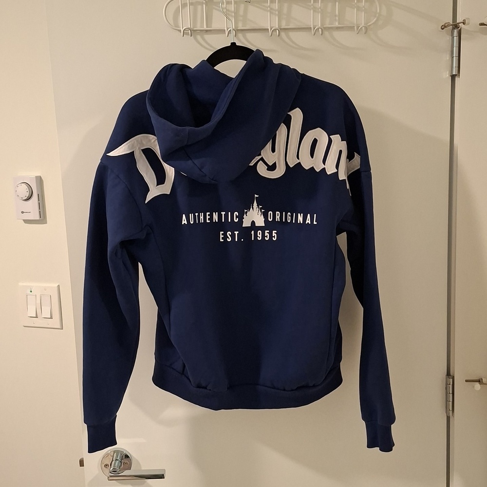 Disney Women's Oversized Blue Zip Hoodie with White Embroidered Logo (Size XS) - Picture 8 of 13